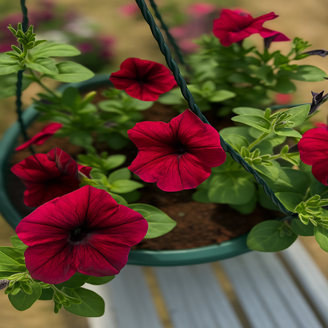 Petunia Red Velvet Hanging Basket