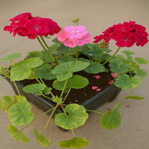 Geranium Black Square Planter